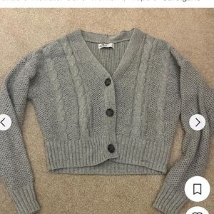 Hollister Women's Gray Cable Knit Cardigan